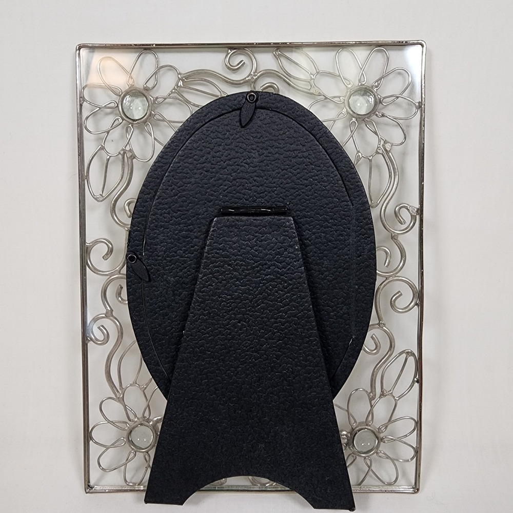 Ornate Metal Wire Picture Frame Silver Tone Floral Design Rectangle & Oval Shape - Picture 5 of 8